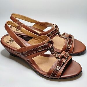 Sofft brown wedge sandals SZ 10